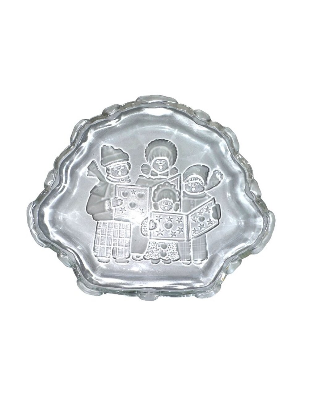 Christmas Candy Bowl Carolers Mikasa Sweet Dish Scalloped Heart Edging
